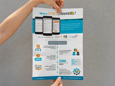 Software Sell Sheet Design advertisement analytic apps blue clean creative design flyer graphic design infographic leaflet milestone modern poster print professional sell sheet software symbol