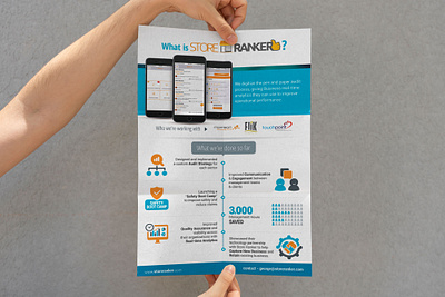 Software Sell Sheet Design advertisement analytic apps blue clean creative design flyer graphic design infographic leaflet milestone modern poster print professional sell sheet software symbol