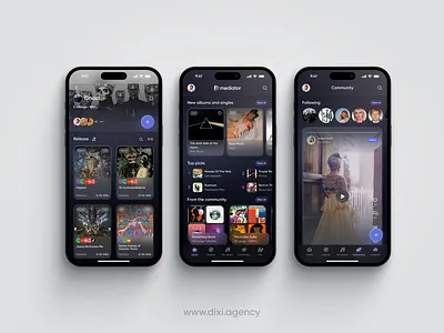 Mediator Mobile. Feed & Player UI app collection branding dark mode design feed design finance financedesign fintech ignat mobile first mobile ui modern app concept music app player ui productdesign ui ux design