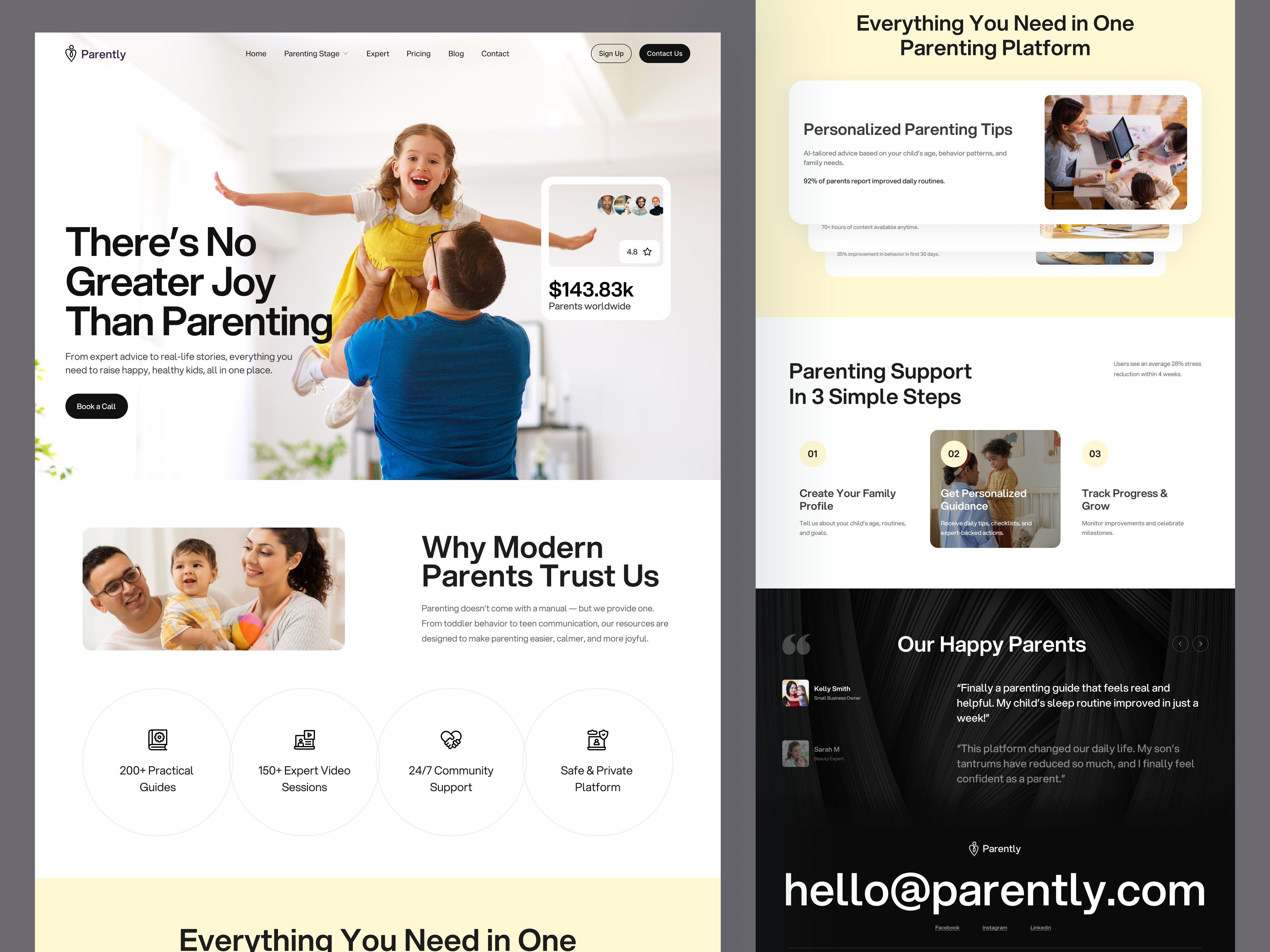 Parenting Landing Page child care child care website clean ui home page landing page modern ui parenting saas design saas website ui ux web design web ui webside design website