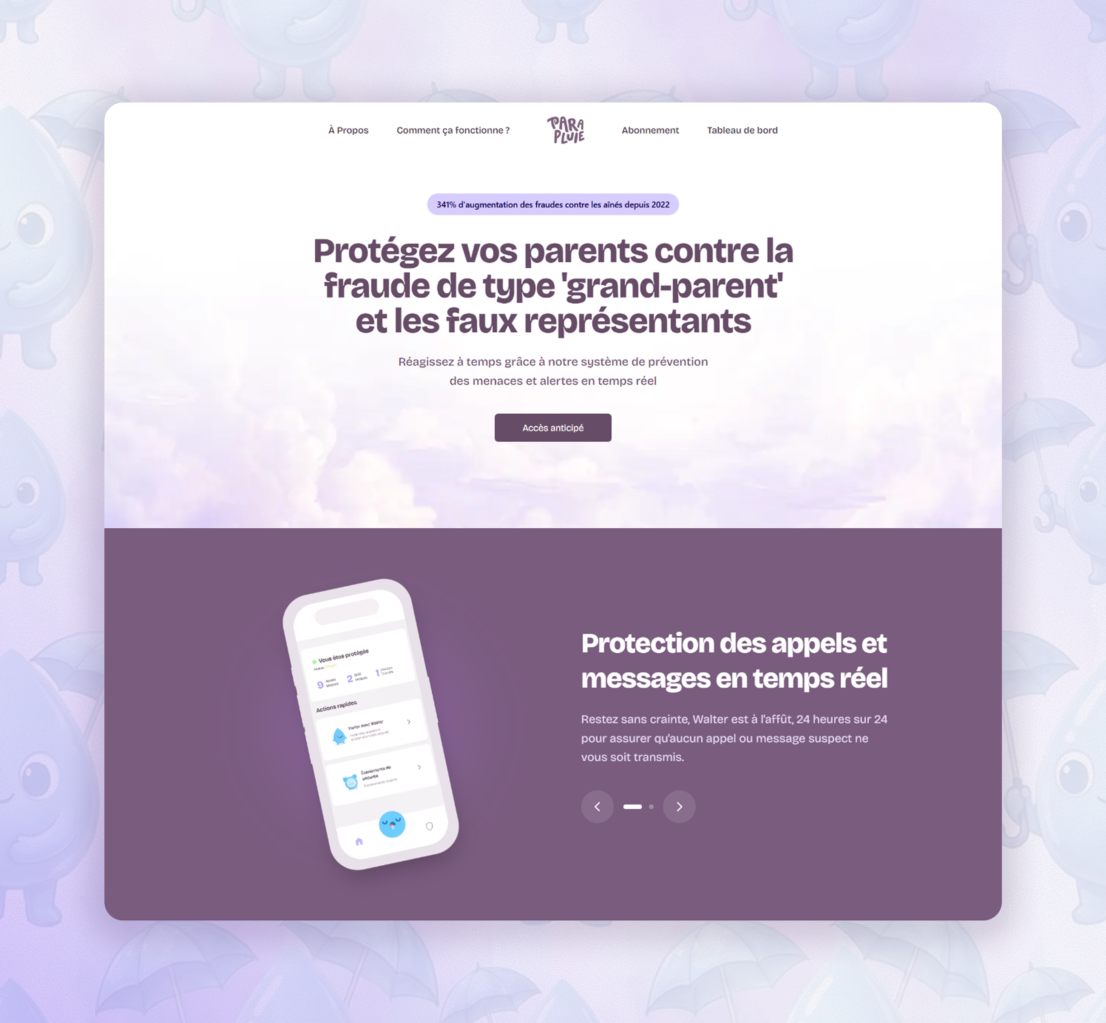 Parapluie — Web Design for Seniors Security App french landing page mobile app product design safety seniors web design