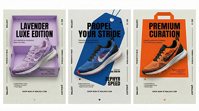 Walksy — Premium Footwear Launch Posters/marketing visuals advertising brand identity branding creative direction e commerce design editorial design footwear graphic design identity marketing design minimal modern design poster design product design shoe design typography ui visual identity
