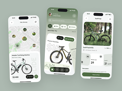 Smart Bike Rental App UI app design bicycle bike biking crm cycling cyclist equipment lock marketplace mobile app mobile design rental rental app saas smart ui ux wheels