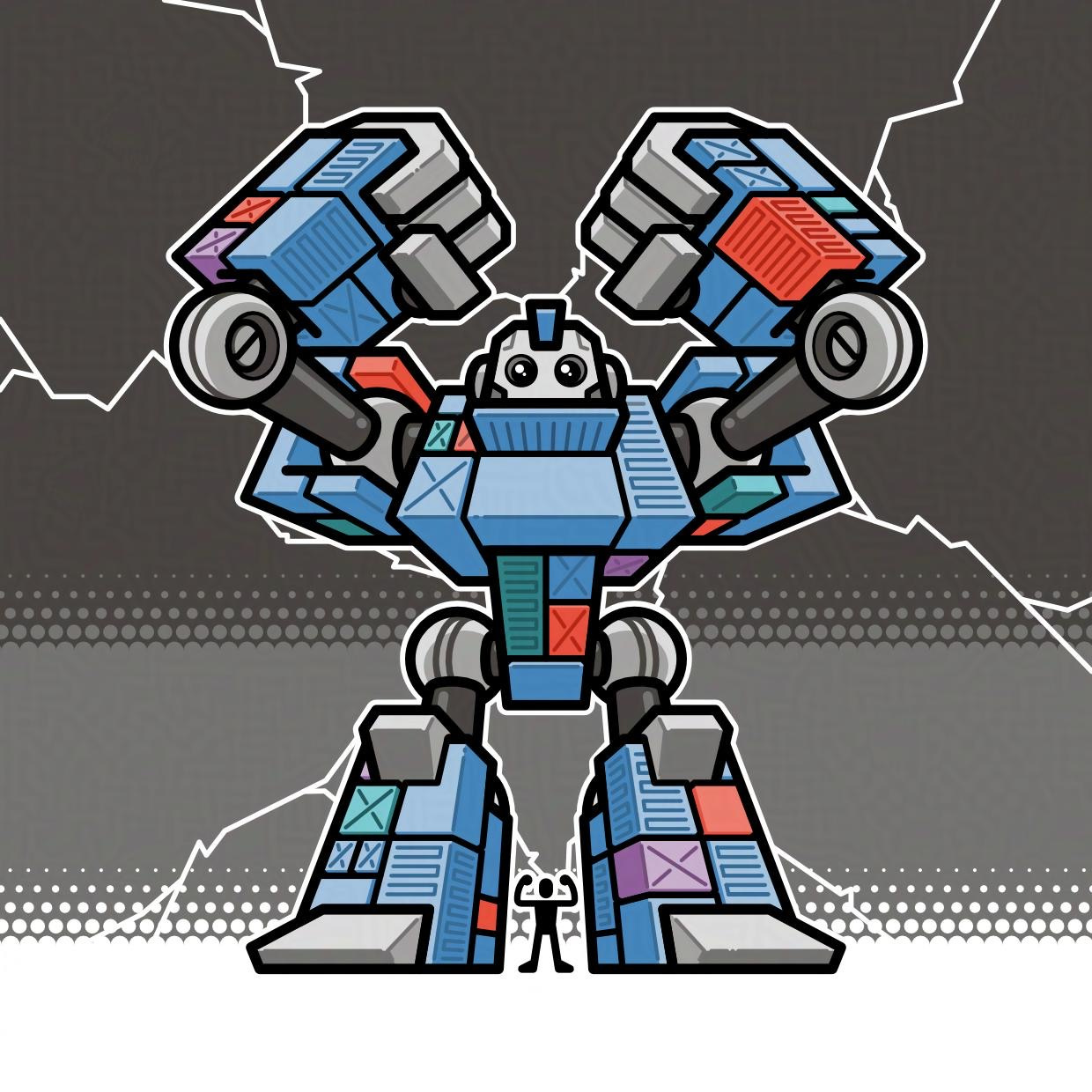 Cloudcontainers Robot character design giant robot mascot mascot design robot vector illustration