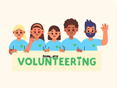 Group of People Promoting the Spirit of Volunteering background charity community day donation group heart help helping human humanitarian participation service support team teamwork together unity volunteer welfare