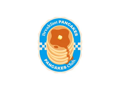 Breakfast Pancakes Pancakes Club american breakfast brunch butter checkered club flat food illustration logo lunch pancakes retro sticker syrup vintage