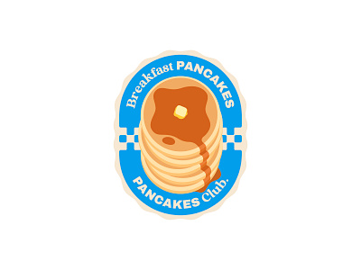 Breakfast Pancakes Pancakes Club american breakfast brunch butter checkered club flat food illustration logo lunch pancakes retro sticker syrup vintage