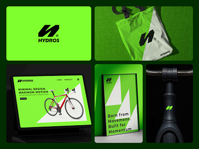 Hydros - Logo design for a bicycle brand bicycle brand logo brand identity brand logo branding fitness logo graphic design h logo letter logo logo design logo mark product brand sports brand sports logo visual identity