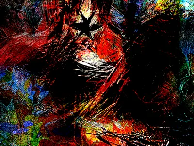 Étoile noire sur fond multicolore