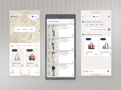 Ai ecommerce app design ai app ai ecommerce ai ecommerce app artificial intelligence ecommerce ecommerce app ios mobile app shop store ui uiux ux