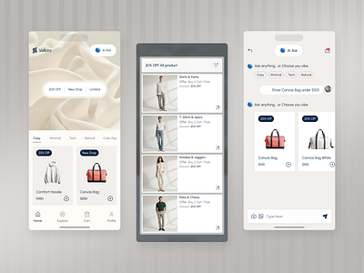 Ai ecommerce app design ai app ai ecommerce ai ecommerce app artificial intelligence ecommerce ecommerce app ios mobile app shop store ui uiux ux