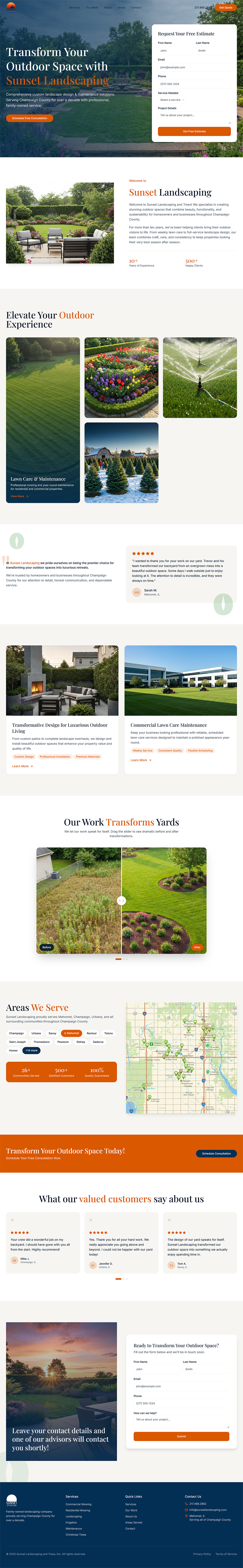 Sunset Landscaping — Modern Lead Generation Website figma landscaping orange ui ux web design website website design