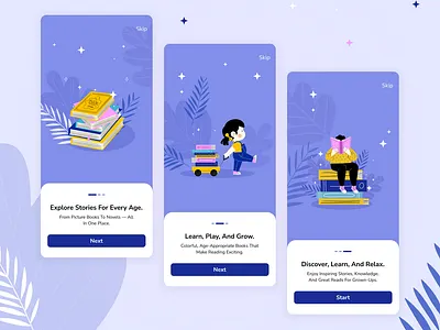 Discover Books & Stories for Every Age | Onboarding | Novels animation app books illustrations mobile novel onboarding stories ui ux