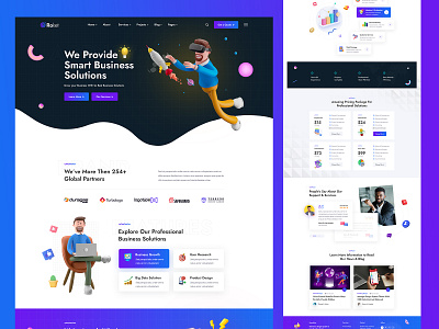 Technology & IT Solutions Web Template. 3d agency animation branding clean creative design graphic design illustration logo modern motion graphics ui ux