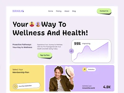 Wellness & Health Membership Landing Page clean healthtech healthy lifestyle landing page membership minimal design modern pastel ui product design soft ui uiux user interface web design wellness