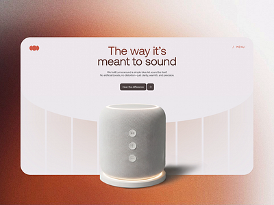 Luma | Hero Section exploration 3d ai 3d render art direction branding creative direction hero section industrial design music sound sound design speaker ui ux webflow