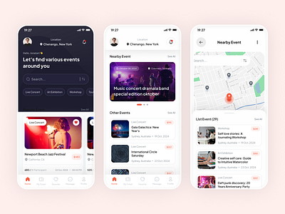 Concert Booking App UI | Event Booking App app design app ui app ui design booking app convert design event booking app live concert booking live show mobile app ui movie booking app ticket booking app ui uiux ux ux design