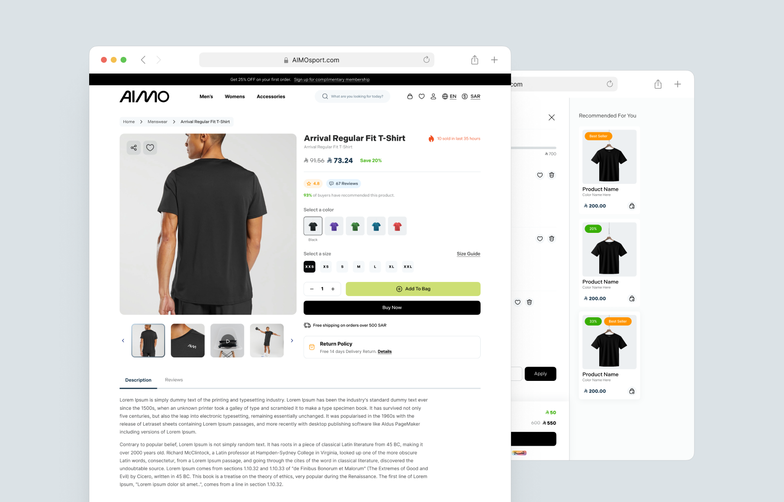 Sportswear E-commerce Product details & Cart Page cart clothes e commerce ecommerce faishon page details product page sports spotrswear ui user interface