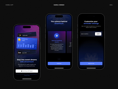 Mobile Sleep & Relaxation App - Product Design & UX/UI app app design mobile mobile app mobile app design mobile application onboarding product design relax reminder sleep ui ui design user experience user interface ux design