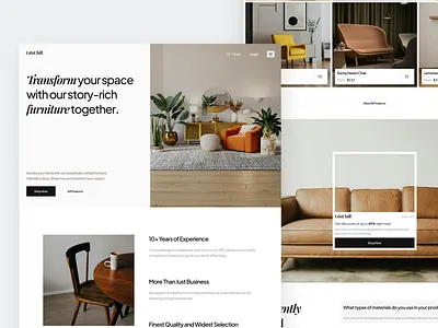 Interior Studio Landing Page clean design fireart home interior landing layout page ui ux