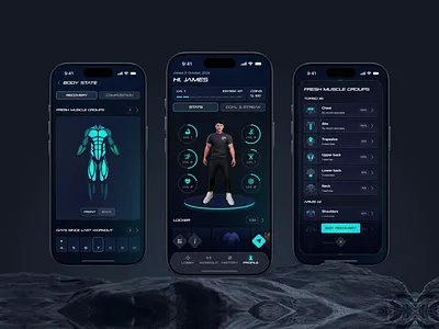Fitness Mobile App Design — Ready Player Fit activity tracker animation app interfaces app landing page fitness landing page fitness logo fitness website game ui gym website habit tracker healthcare app mobile app design mobile app ui mobile ui design personal trainer website phenomenon studio sport font ui ux design wellness app