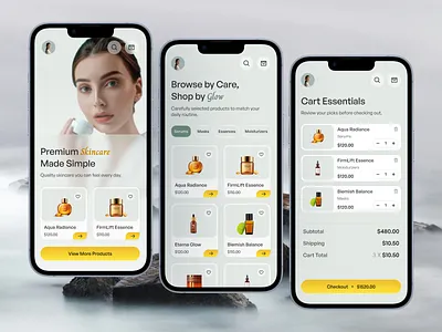 Premium Skin Care E-Commerce App UI Design ai skin care app beauty skin care app ui beauty app beauty ui high end design luxury design premium skincare product discovery skin care app ui skin care ecommerce app skin care ui design skincare and beauty skincare app skincare ecommerce soft aesthetic
