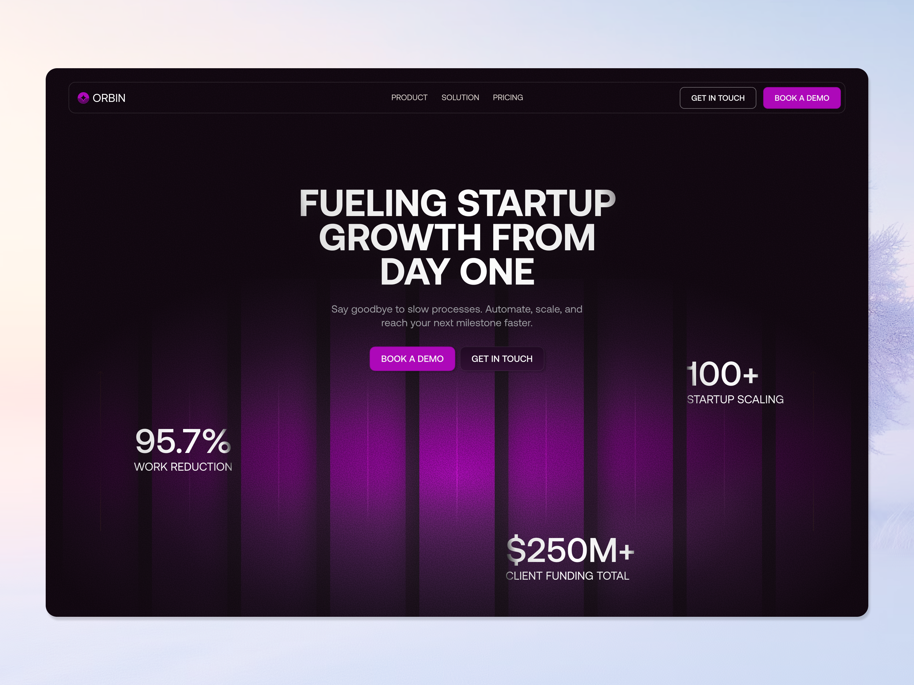 Startup Website Hero Section Design dark theme ui design futuristic ui graphic design growth header hero section landing page startup startup website tech website trending web design web design inspiration website website design wingly