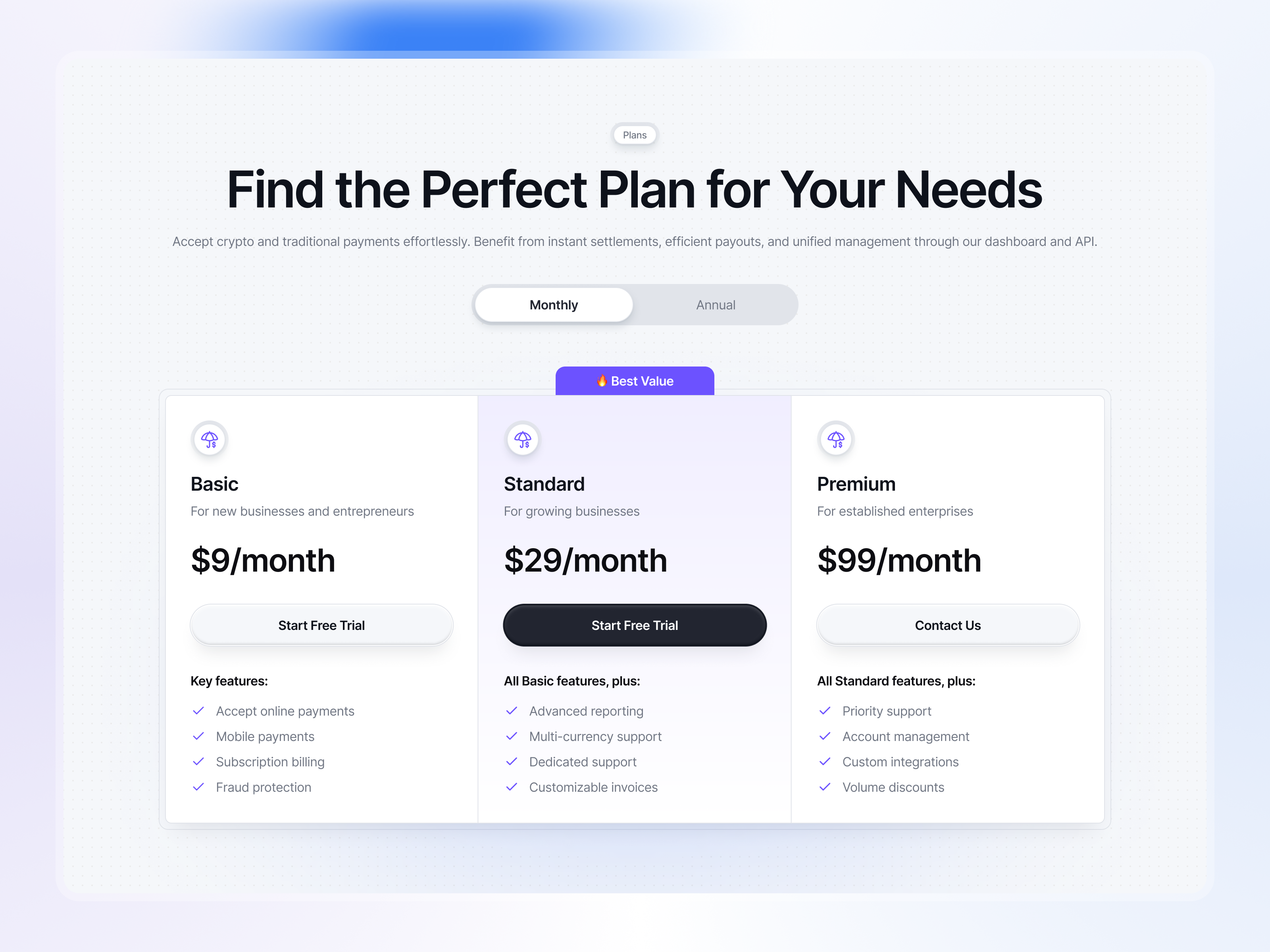 SaaS Pricing Section UIUX Design app interface product service startup ui ux web