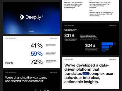 Deep.ly Pitch Deck branding design graphic design infographic logo pitch deck presentation design startup deck typography vector