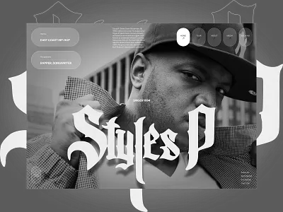 Interface Styles P Hero Section UI Design aggressive visual artist artistic website bold layout clean interface dark ui east coast editorial design gothic typography hero section hip hop impactful headline landing page monochromatic photography music branding music design rap strong contrast urban aesthetic visual experience