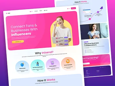 landing page -connect fan & influencer appdesign creator direct fan influencer landing landing page message pay platform price shop site social social app social media social network uidesign webdesign website