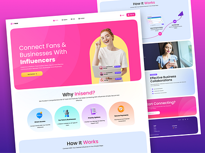 landing page -connect fan & influencer appdesign creator direct fan influencer landing landing page message pay platform price shop site social social app social media social network uidesign webdesign website