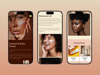 Premium Skin Care Mobile Responsive UI — OberSchön beautybrand beautyproductdesign beautyui cleanui cosmeticsdesign cosmeticsui dribbble ecommerceui figmadesign landingpagedesign minimaldesign mobile oberschon responsive skincarebrand skincarewebsite uiinspiration uiuxdesign uxdesign websitedesign