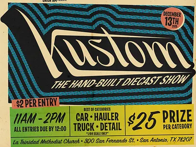 Kustom - The Hand-Built Diecast Show custom design diecast graphic design hot wheels illustration kustom logo poster typography vector
