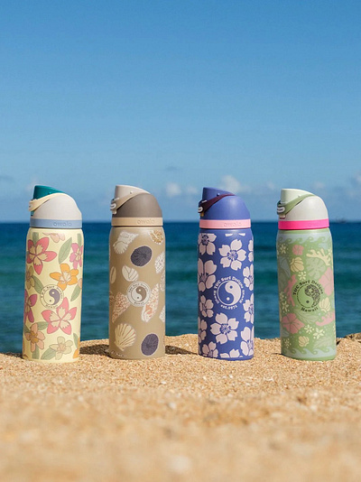Ocean is Life – Owala Water Bottle Illustration beach design graphic design groovy hawaii hydroflask illustration north shore oahu ocean owala packaging product design surf surf brand surf shop water bottle wave waves