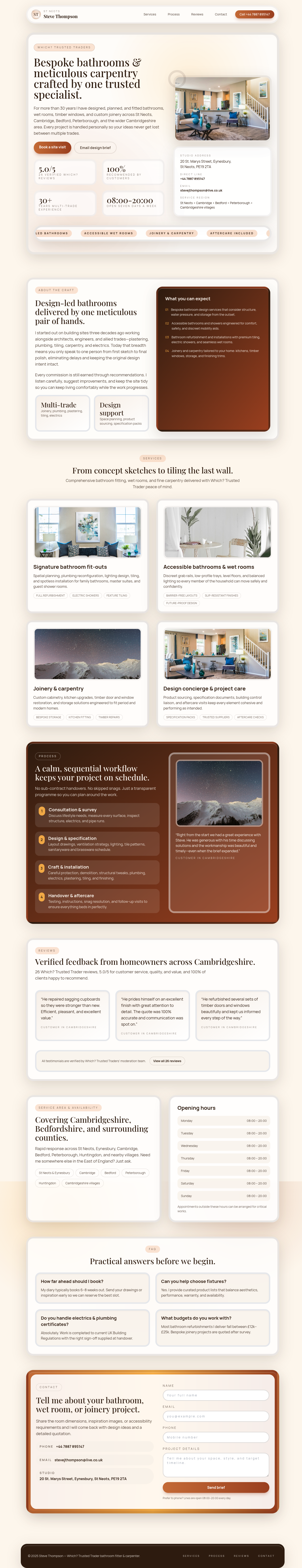 Steve Thompson Carpenter Website business website company profile design illustration landing page minimalist website ui web design website website design