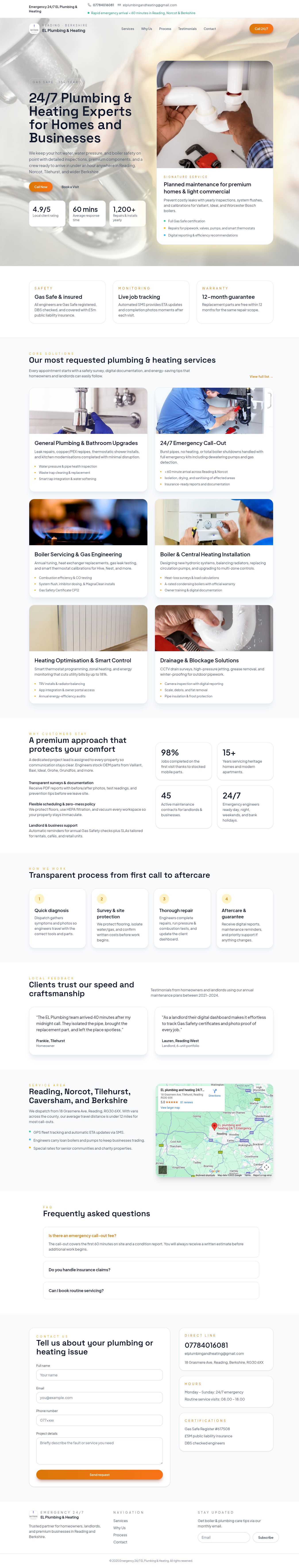 EL Plumbing and Heating Website business website company profile design illustration landing page minimalist website ui web design website website design