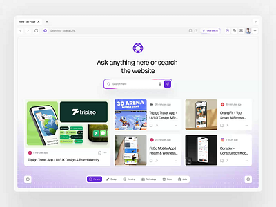 Kyno - Browser with AI 3d after effects ai animation browser clean fajar gradient interaction jitter loading machine minimalist motion graphics searching smooth ui