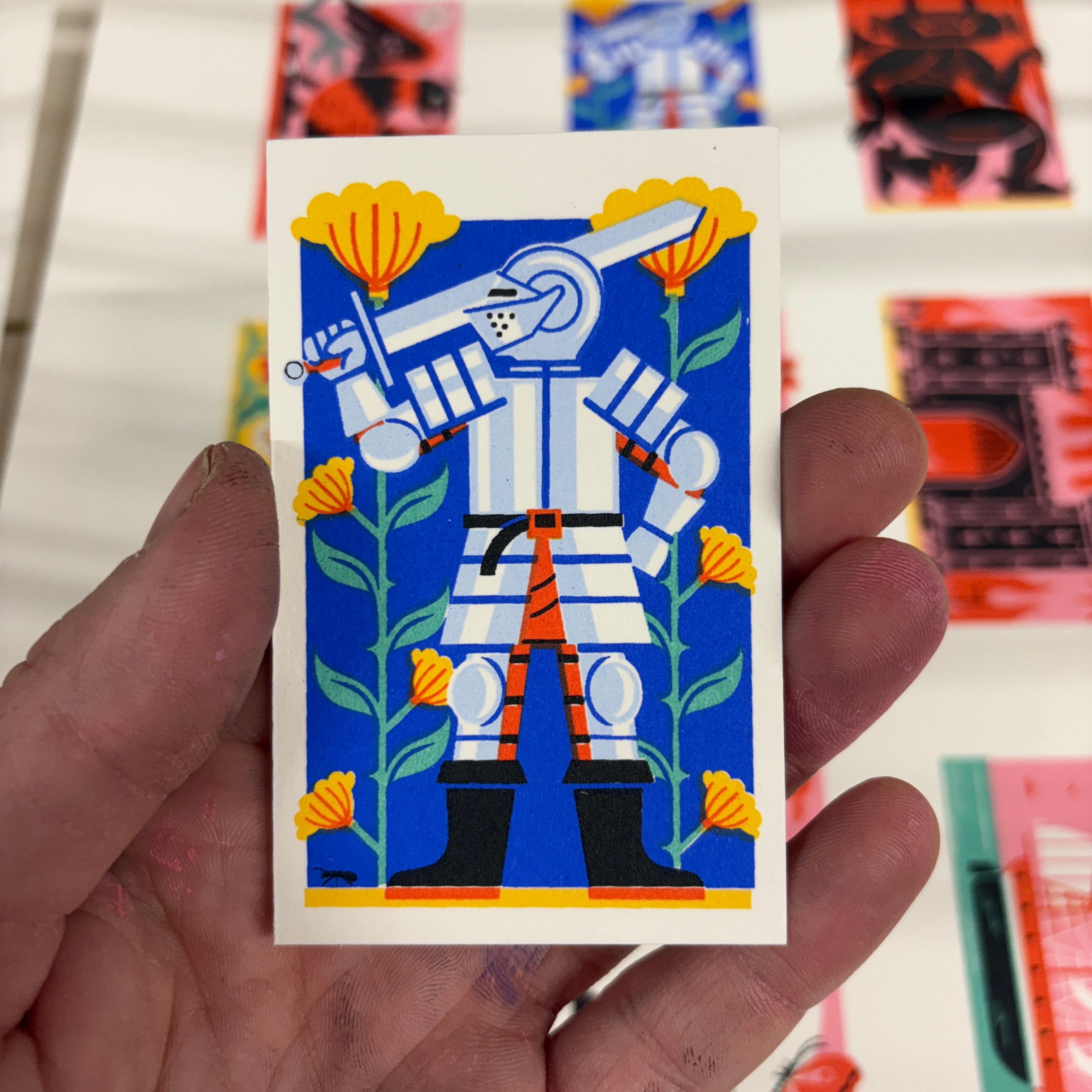 Knight Mini Print colour design editorial illustration illustration print print making screen print