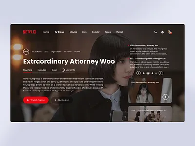 Netflix Redesign Concept | Streaming App UI app design dark theme entertainment figma landing page minimal modern movie movie ui netflix product design redesign section ui streaming streaming app tv shows ui ui ux video app web design