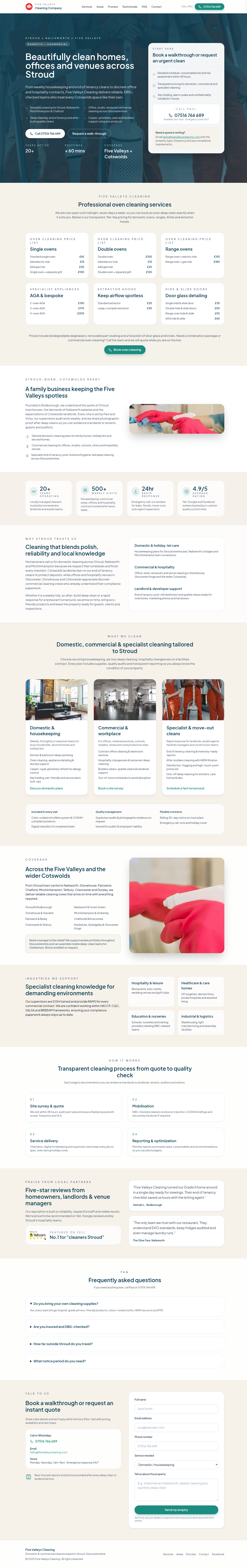 Five Valleys Cleaning Stroud Redesign & Improvement business website company profile design illustration landing page minimalist website ui web design website website design