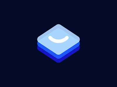 Layered Glassmorphism App Icon with Minimal Smile Mark 3d layered logo abstract smile logo blue gradient app icon branding glass layers logo glassmorphism logo design minimal icon design tech logo design