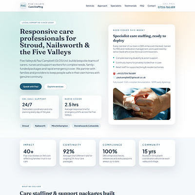 Five Valleys Care Website Redesign & Improvements business website company profile design illustration landing page minimalist website ui web design website website design