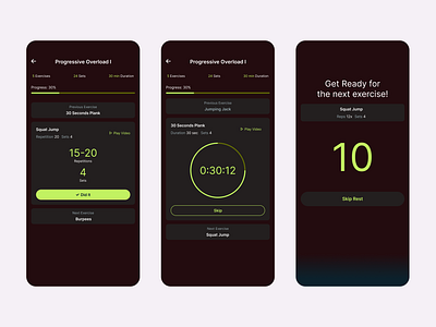 Workout App Companion UI - Gamified Progress & Smart Coaching coaching experience dark mode ui data visualization figma fitness app gym app health app mobile app product design smart insights sports app ui design user interface ux design workout app
