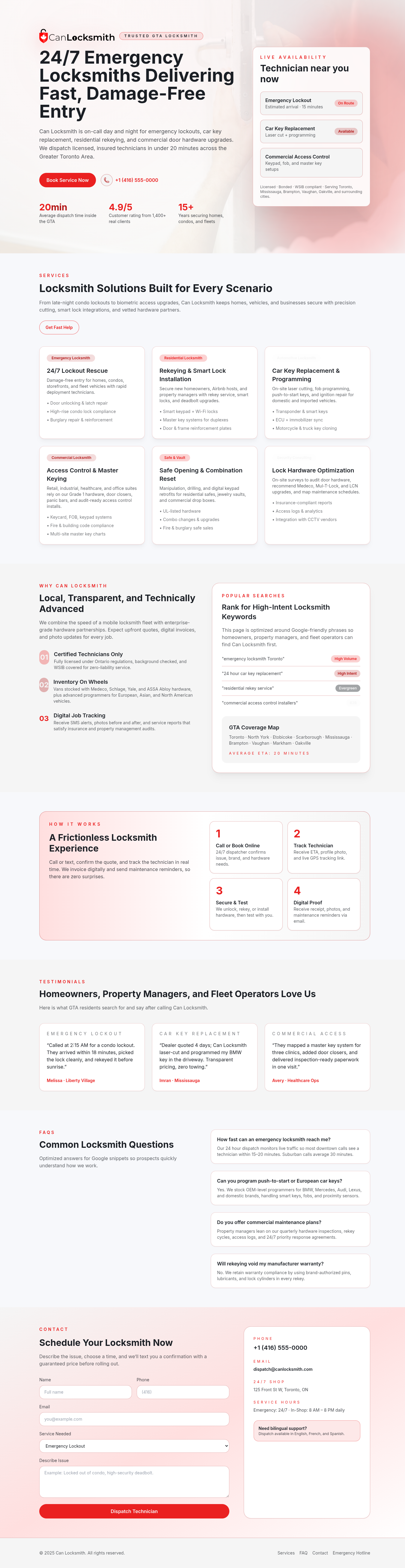Canadian Locksmith Services Website Redesigned business website company profile design illustration landing page minimalist website ui web design website website design
