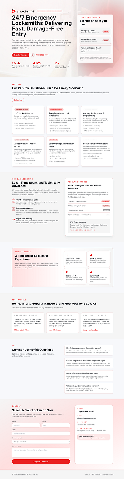 Canadian Locksmith Services Website Redesigned business website company profile design illustration landing page minimalist website ui web design website website design