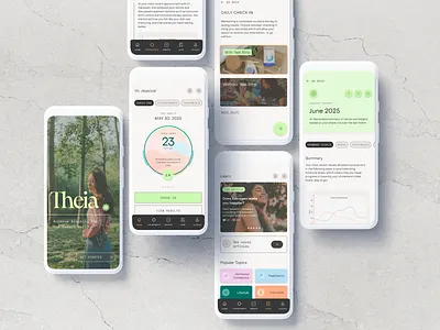 Theia, Hormone Tracking clean green health minimal tracking ui womens