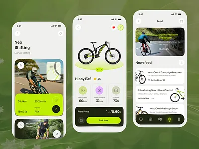 Smart Bike Rental App — Mobile UI Design app design bicycle bicycle app bike app bike rental bike sharing cycle store e commerce location app map app mobile app modern app product design rental app smart bike smart cycle smart mobility transport app uiux urban mobility