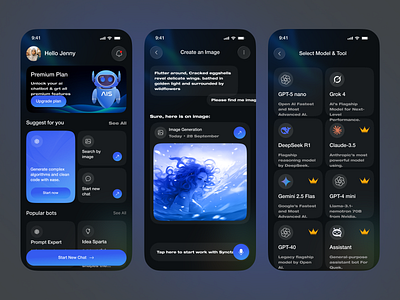 AI Chatbot Mobile App – Smart Conversations, Anytime admin ai interface ai powered ai ux aiassistant aichatbotapp aiconversation app design artificial intelligence ui chat bot chatappdesign chatbotui cleanui darkmodeui mobile app mobileappdesign mobileappui modern app smartassistant voiceassistant