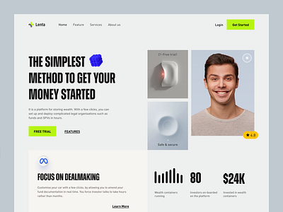FinTech Website clean ui digital banking finance app fintech investment minimal design modern landing page product design saas website uiux user interface wealth management web design website design